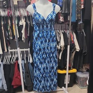Chaps Blue and White Maxi Dress